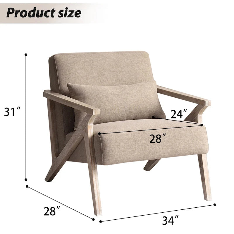 Ebello Accent Armchair Solid Hardwood Upholstered for Living Room