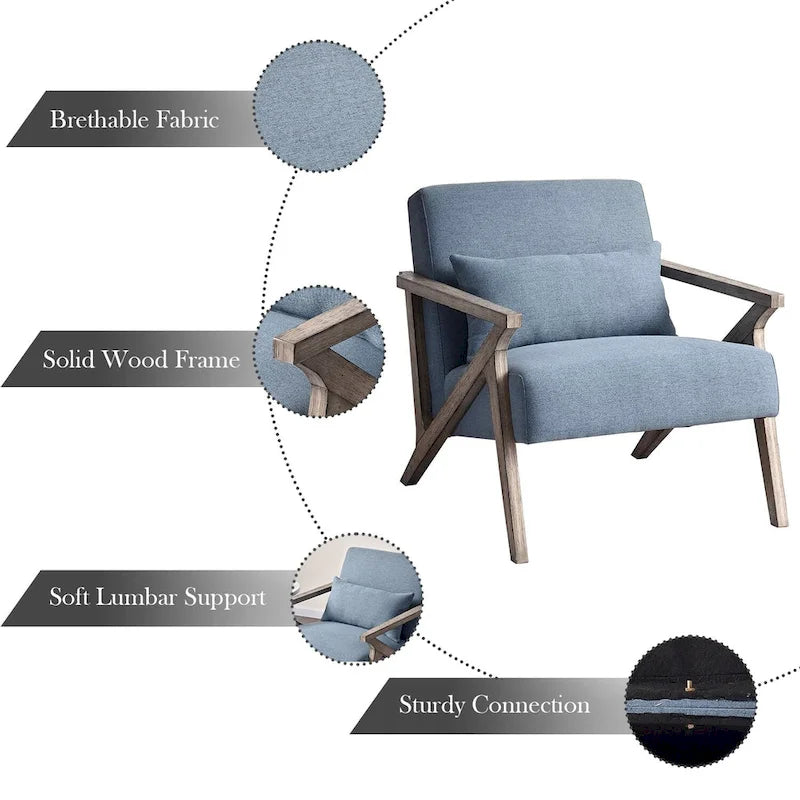 Ebello Accent Armchair Solid Hardwood Upholstered for Living Room