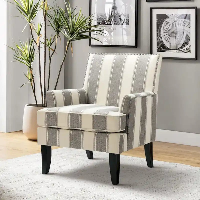 Akorda French Country Armchair with Nailhead Trim and Solid Wood Legs by HULALA HOME