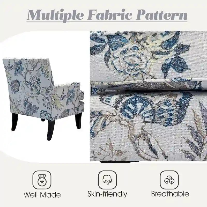 Akorda French Country Armchair with Nailhead Trim and Solid Wood Legs by HULALA HOME