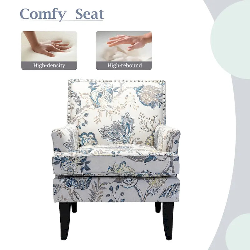 Akorda French Country Armchair with Nailhead Trim and Solid Wood Legs by HULALA HOME