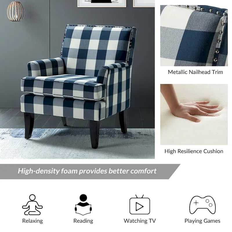 Akorda French Country Armchair with Nailhead Trim and Solid Wood Legs by HULALA HOME