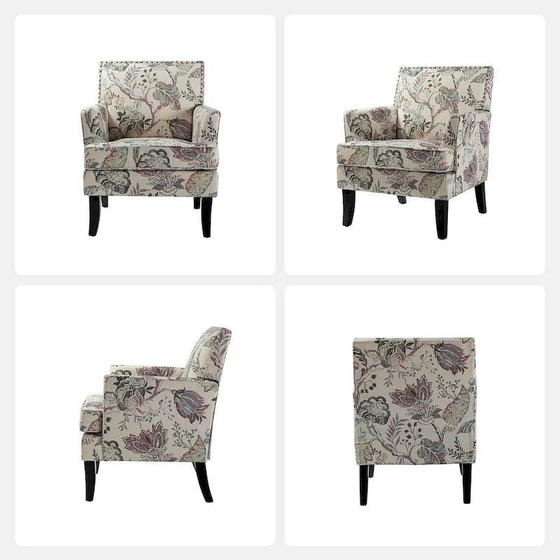 Akorda French Country Armchair with Nailhead Trim and Solid Wood Legs by HULALA HOME