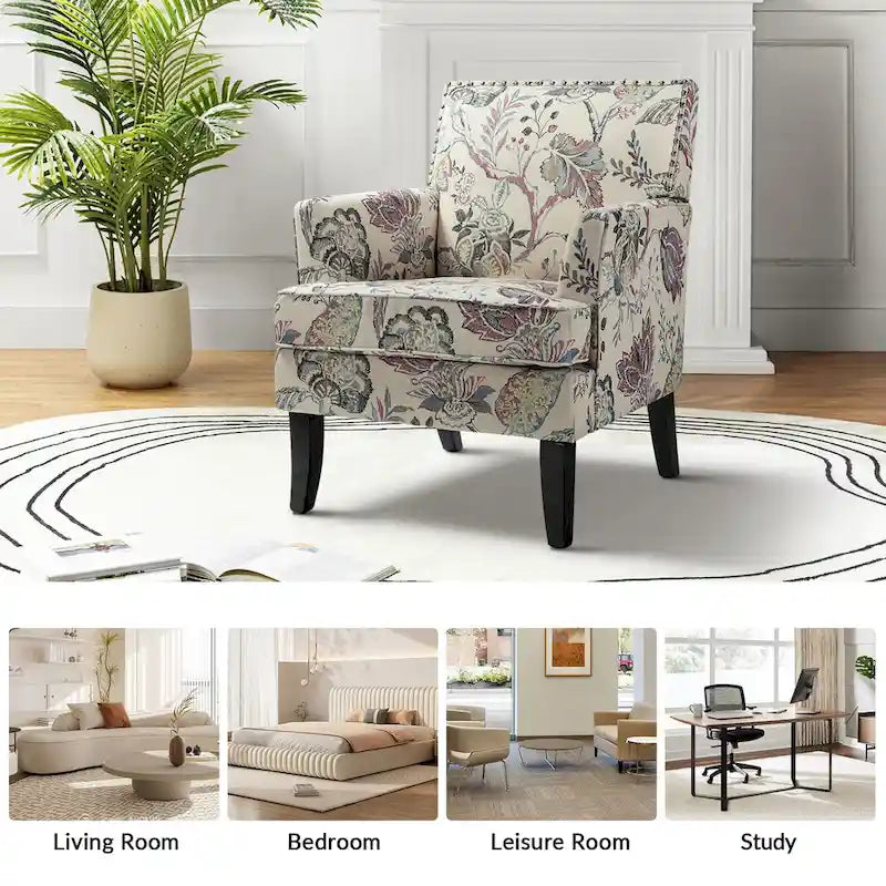 Akorda French Country Armchair with Nailhead Trim and Solid Wood Legs by HULALA HOME