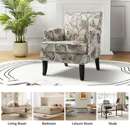 Akorda French Country Armchair with Nailhead Trim and Solid Wood Legs by HULALA HOME