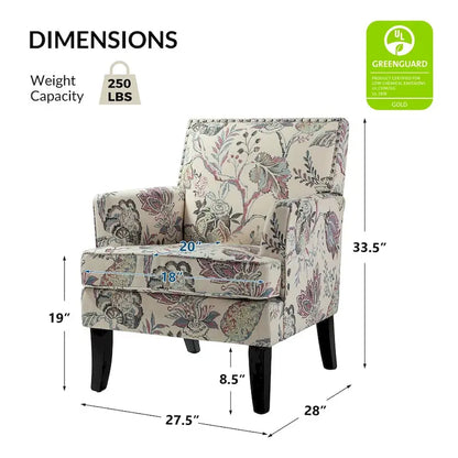 Akorda French Country Armchair with Nailhead Trim and Solid Wood Legs by HULALA HOME