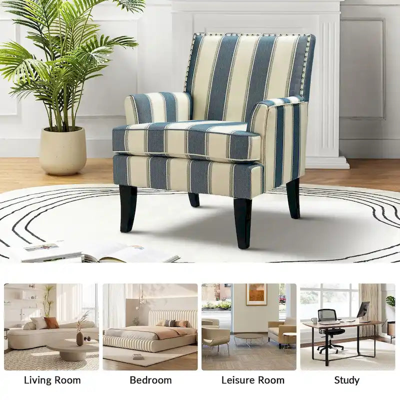 Akorda French Country Armchair with Nailhead Trim and Solid Wood Legs by HULALA HOME
