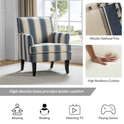 Akorda French Country Armchair with Nailhead Trim and Solid Wood Legs by HULALA HOME