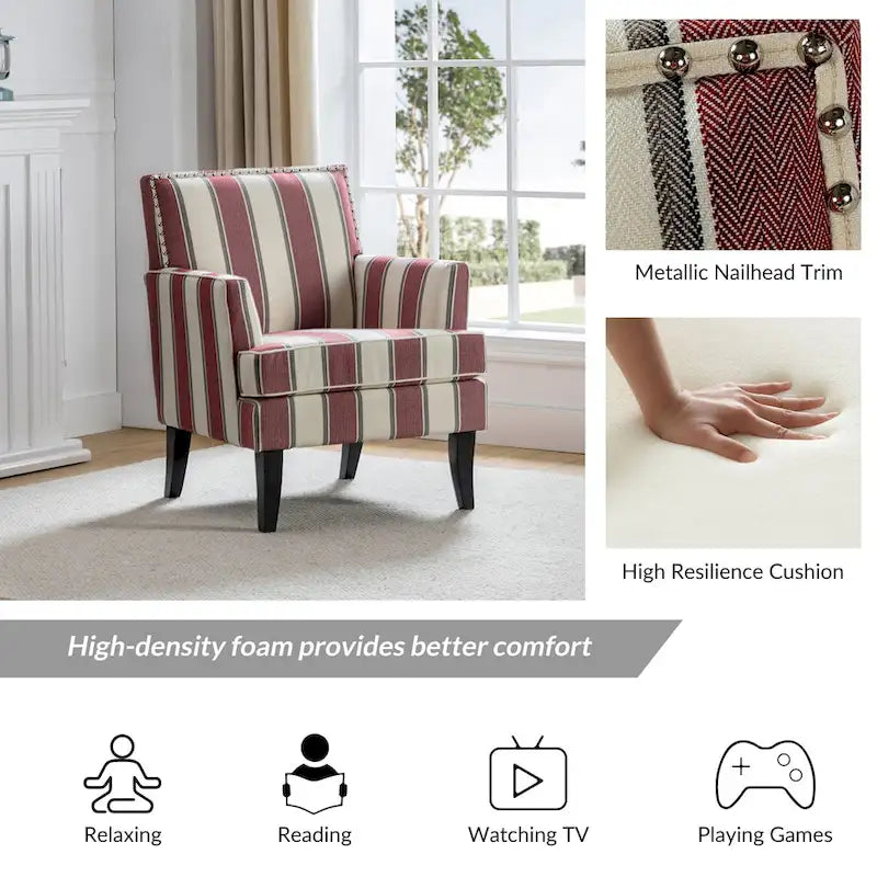 Akorda French Country Armchair with Nailhead Trim and Solid Wood Legs by HULALA HOME