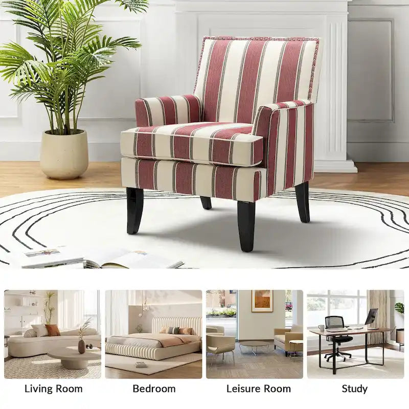 Akorda French Country Armchair with Nailhead Trim and Solid Wood Legs by HULALA HOME
