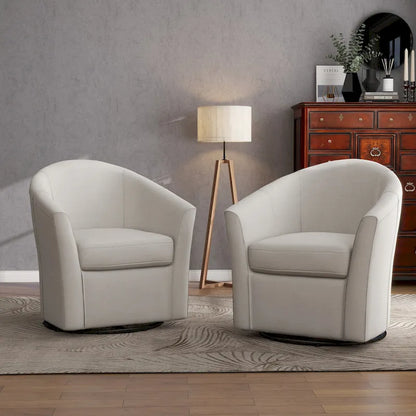 Set of 2 Modern Upholstered Swivel Barrel Chair Living Room Accent Chair