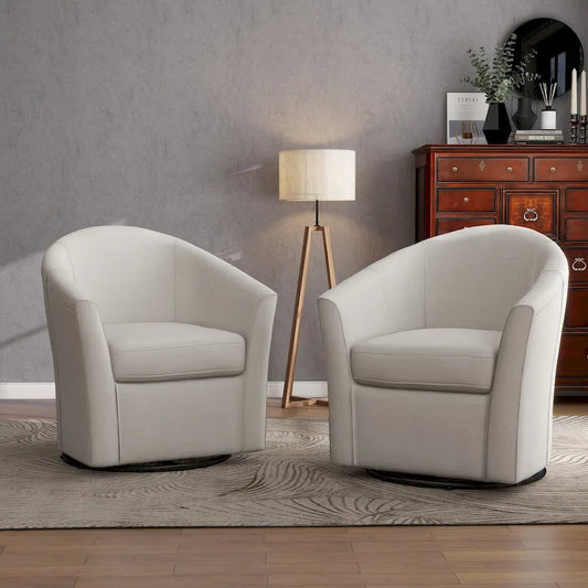 Set of 2 Modern Upholstered Swivel Barrel Chair Living Room Accent Chair
