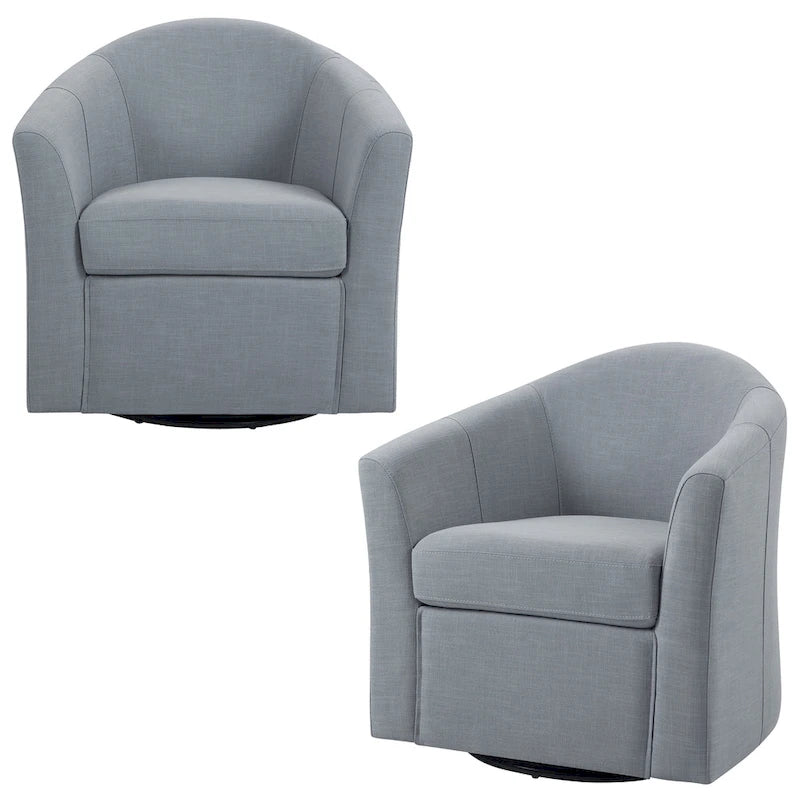 Set of 2 Modern Upholstered Swivel Barrel Chair Living Room Accent Chair