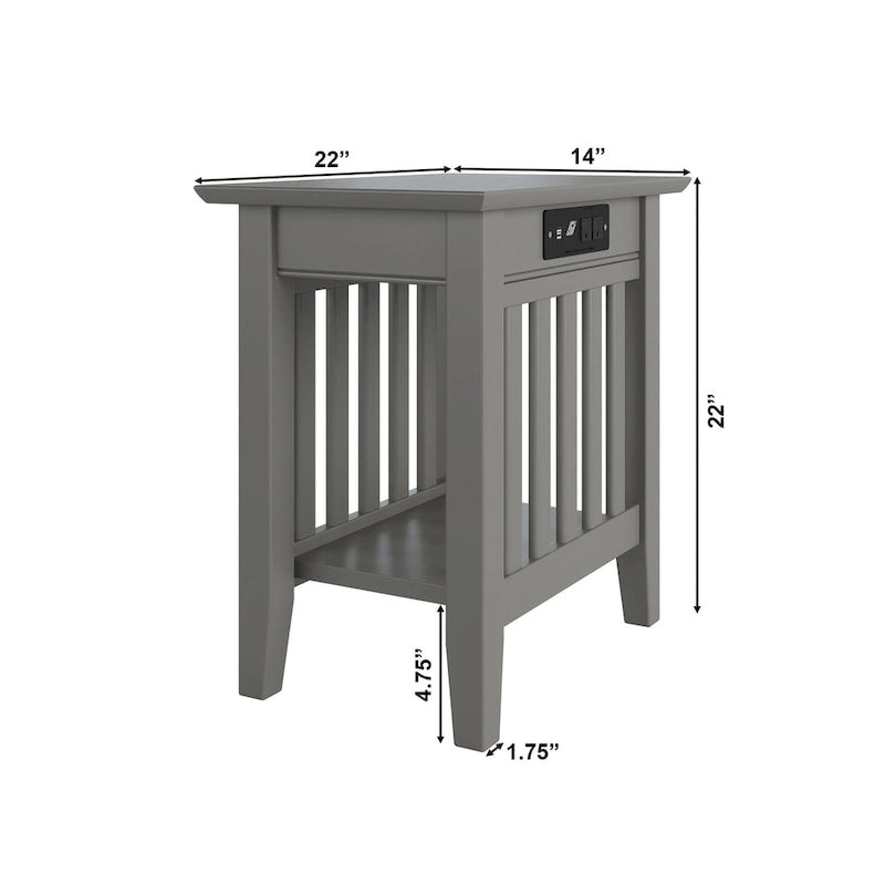 AFI Mission Chair Side Table with Charging Station