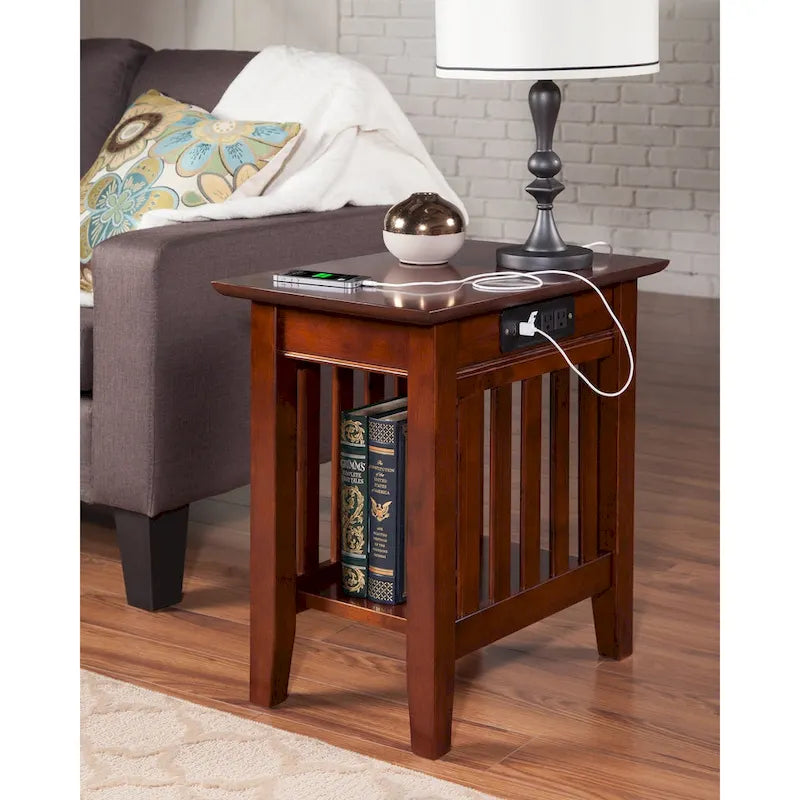 AFI Mission Chair Side Table with Charging Station