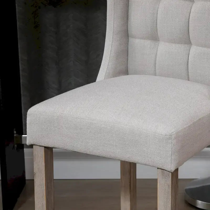 HOMCOM Modern Bar Height Bar Stools Set of 2 Tufted Upholstered Pub Chairs with Back Rubber Wood Legs for Kitchen,Dining Room