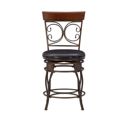 Onyx Big & Tall 360 Swivel Metal and Wood Scroll Counter Stool