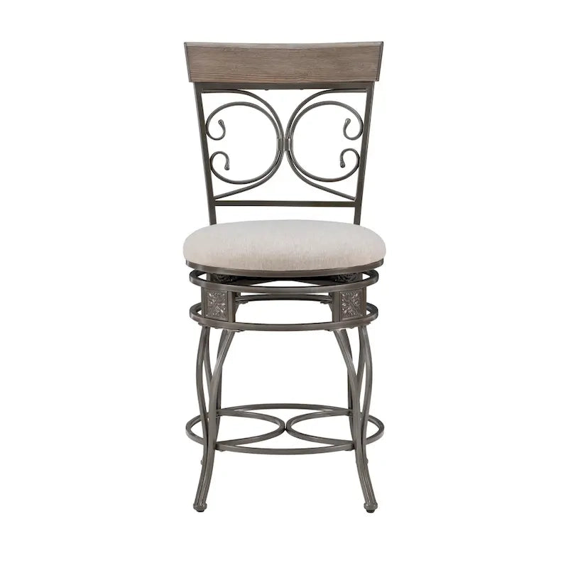 Onyx Big & Tall 360 Swivel Metal and Wood Scroll Counter Stool