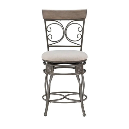 Onyx Big & Tall 360 Swivel Metal and Wood Scroll Counter Stool