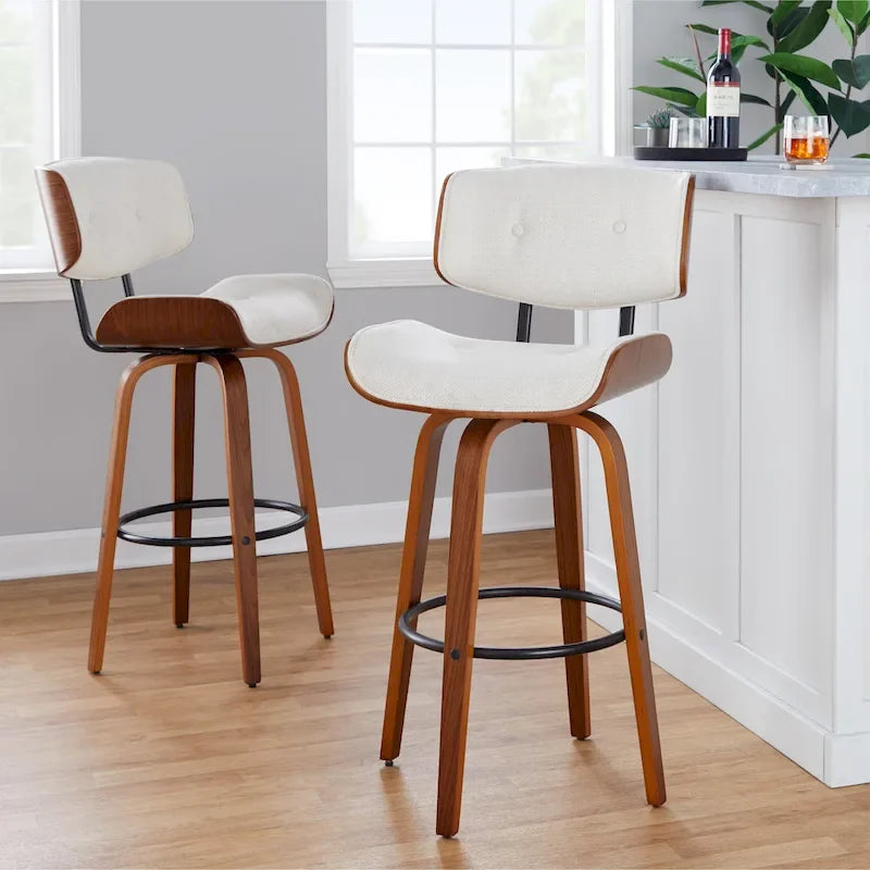 Carson Carrington Leksand 30 Fixed-Height Bar Stool with Bent Wood Legs (Set of 2)