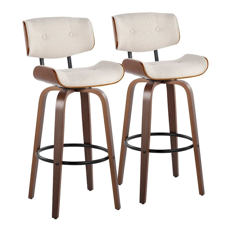 Carson Carrington Leksand 30 Fixed-Height Bar Stool with Bent Wood Legs (Set of 2)