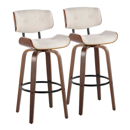 Carson Carrington Leksand 30 Fixed-Height Bar Stool with Bent Wood Legs (Set of 2)