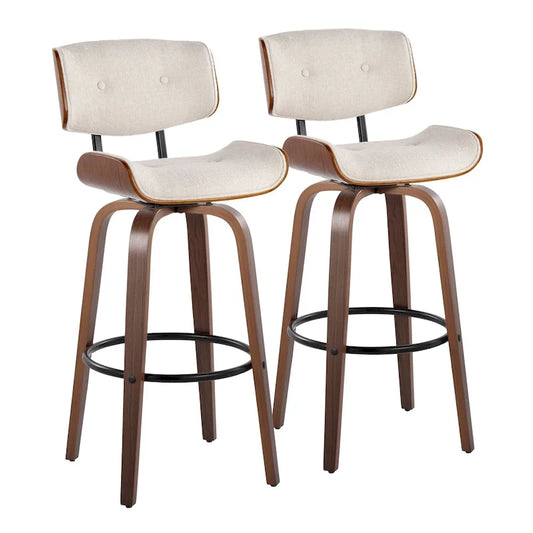 Carson Carrington Leksand 30 Fixed-Height Bar Stool with Bent Wood Legs (Set of 2)