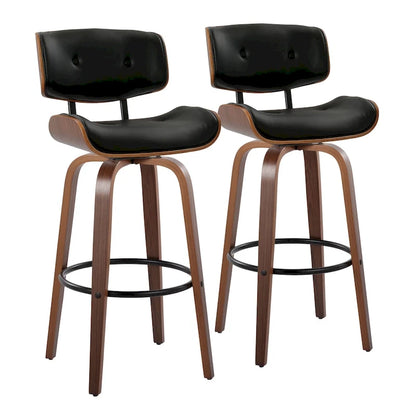 Carson Carrington Leksand 30 Fixed-Height Bar Stool with Bent Wood Legs (Set of 2)