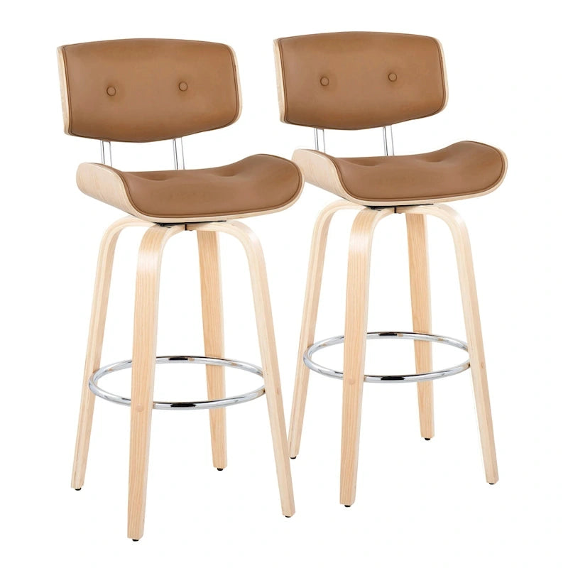 Carson Carrington Leksand 30 Fixed-Height Bar Stool with Bent Wood Legs (Set of 2)