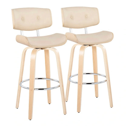 Carson Carrington Leksand 30 Fixed-Height Bar Stool with Bent Wood Legs (Set of 2)