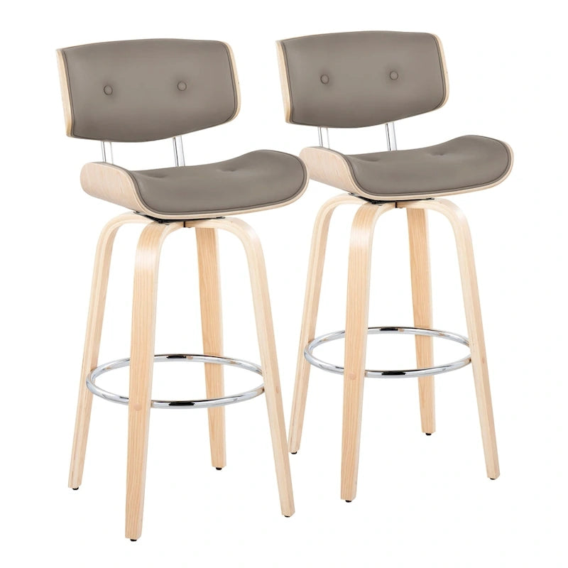 Carson Carrington Leksand 30 Fixed-Height Bar Stool with Bent Wood Legs (Set of 2)