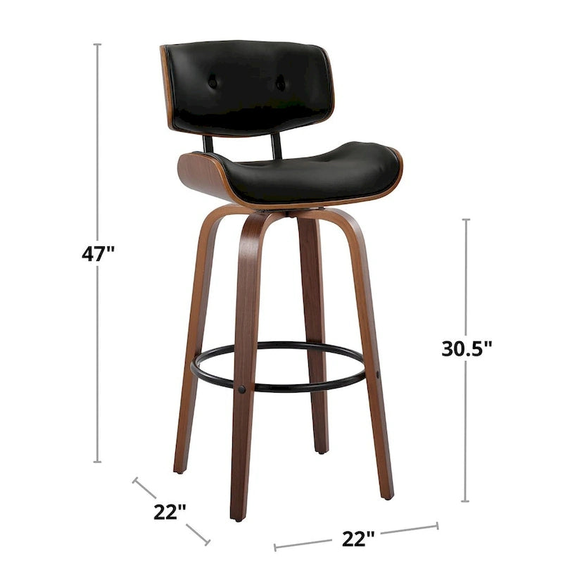 Carson Carrington Leksand 30 Fixed-Height Bar Stool with Bent Wood Legs (Set of 2)