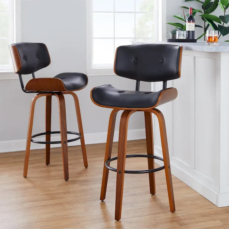 Carson Carrington Leksand 30 Fixed-Height Bar Stool with Bent Wood Legs (Set of 2)