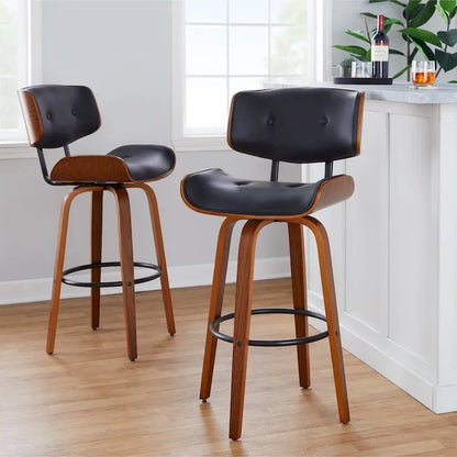 Carson Carrington Leksand 30 Fixed-Height Bar Stool with Bent Wood Legs (Set of 2)