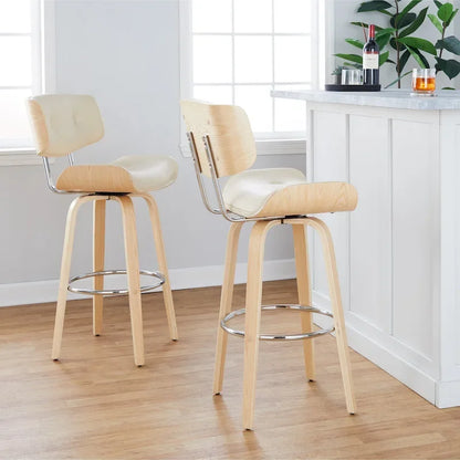 Carson Carrington Leksand 30 Fixed-Height Bar Stool with Bent Wood Legs (Set of 2)
