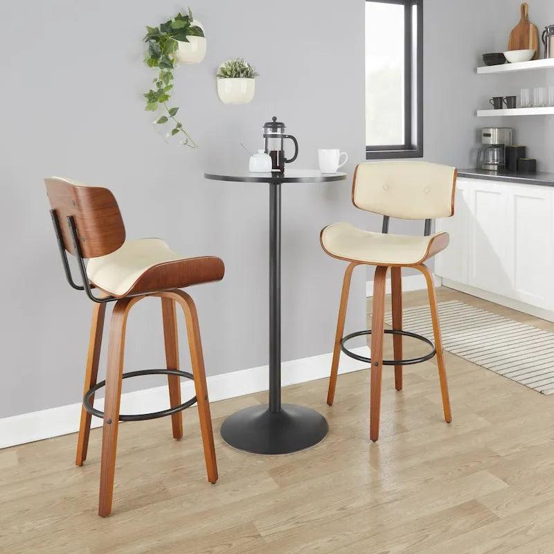 Carson Carrington Leksand 30 Fixed-Height Bar Stool with Bent Wood Legs (Set of 2)