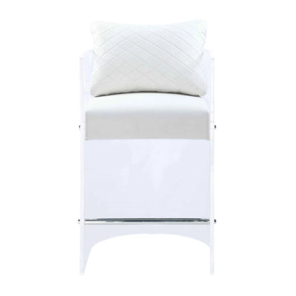 Somette Acrylic Counter Height Stool with Plush White Upholstery - N/A