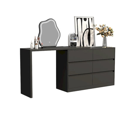 Makeup Desk Rotating Dresser and Desk 6 Drawer Dresser Vanity Makeup