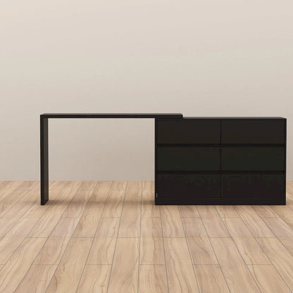 Makeup Desk Rotating Dresser and Desk 6 Drawer Dresser Vanity Makeup