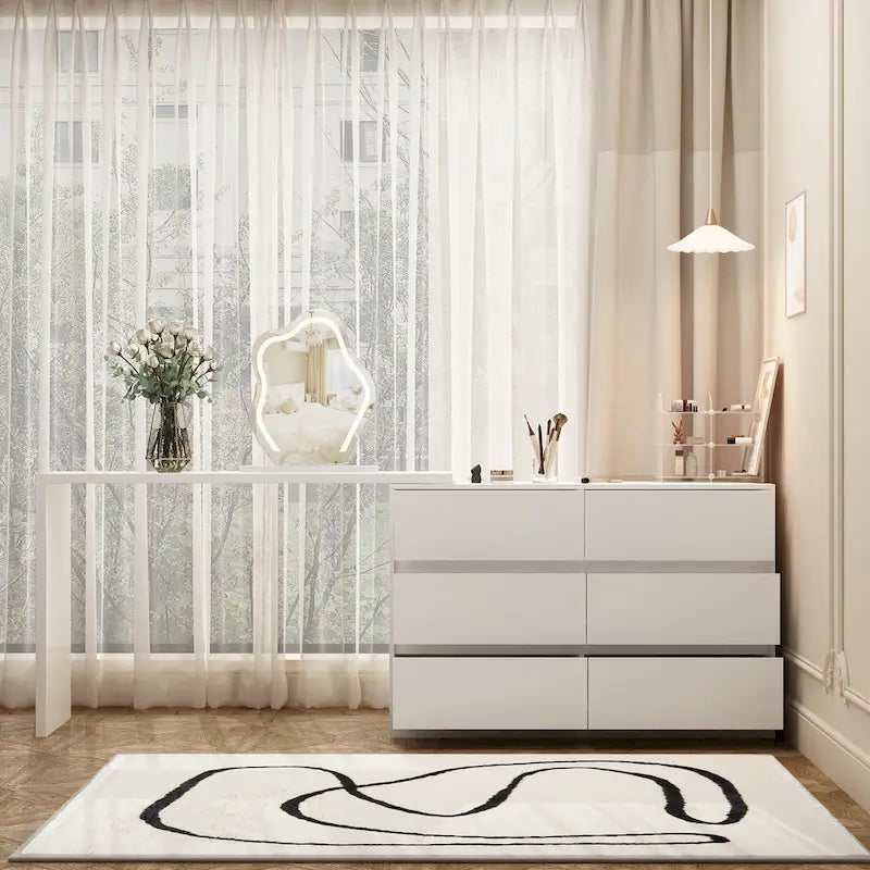 Makeup Desk Rotating Dresser and Desk 6 Drawer Dresser Vanity Makeup