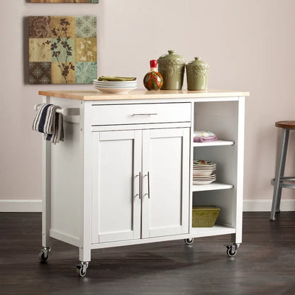 SEI Furniture Oriaga White Kitchen Cart