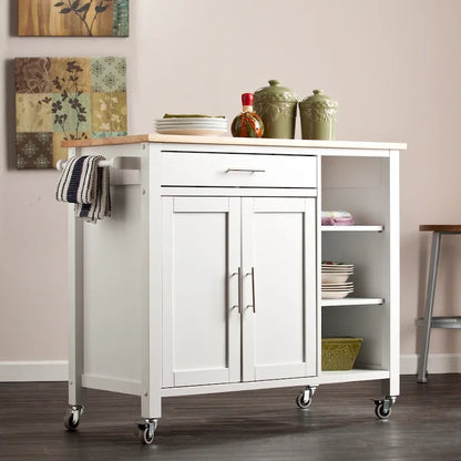 SEI Furniture Oriaga White Kitchen Cart