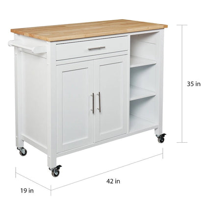 SEI Furniture Oriaga White Kitchen Cart