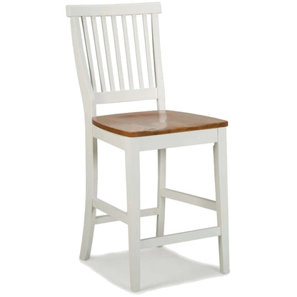 Homestyles Americana Distressed Off-White Oak Kitchen Island Set with Two Counter Stools