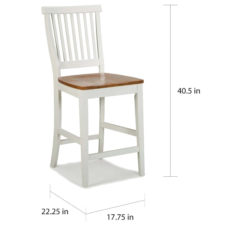 Homestyles Americana Distressed Off-White Oak Kitchen Island Set with Two Counter Stools