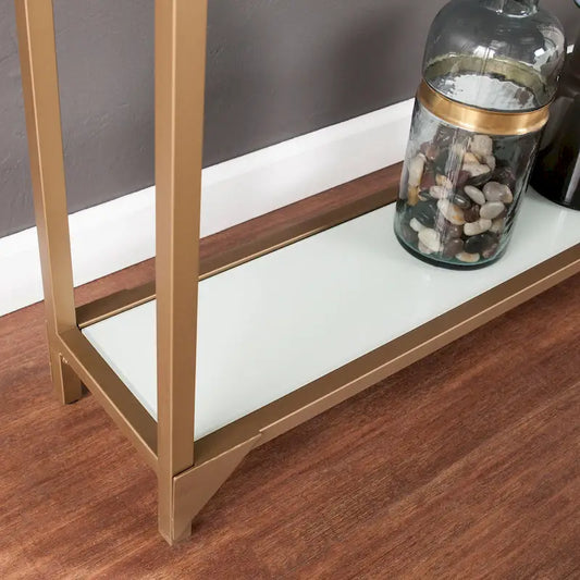 SEI Furniture Grant Narrow Console Table with Glass Shelf Display
