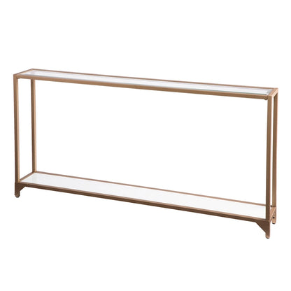 SEI Furniture Grant Narrow Console Table with Glass Shelf Display