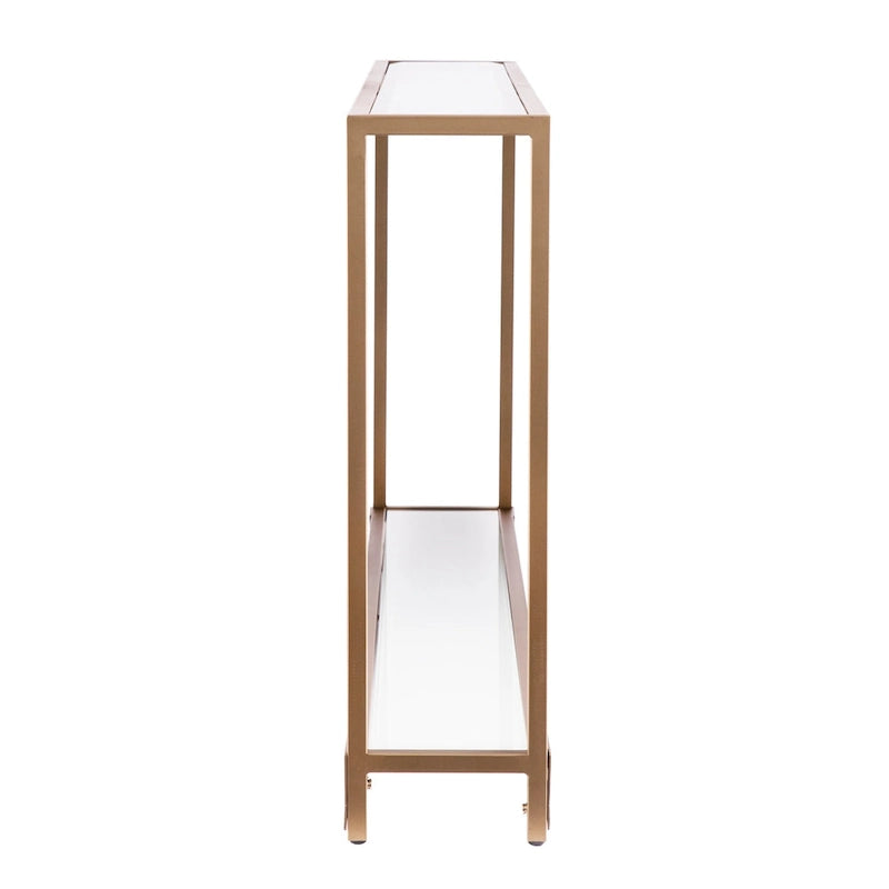 SEI Furniture Grant Narrow Console Table with Glass Shelf Display