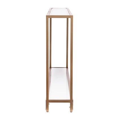 SEI Furniture Grant Narrow Console Table with Glass Shelf Display