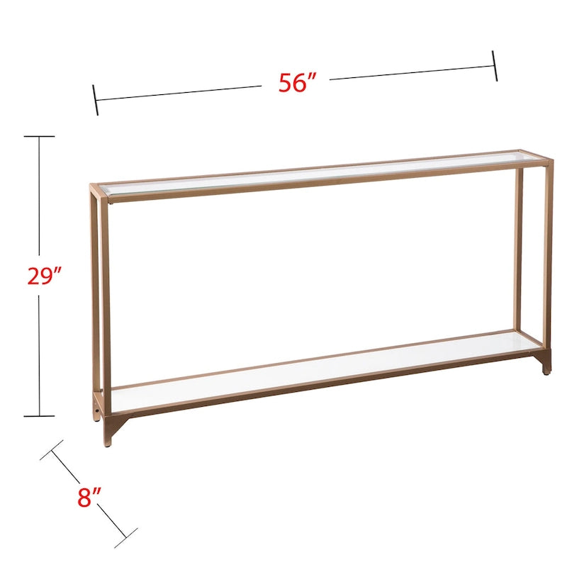 SEI Furniture Grant Narrow Console Table with Glass Shelf Display